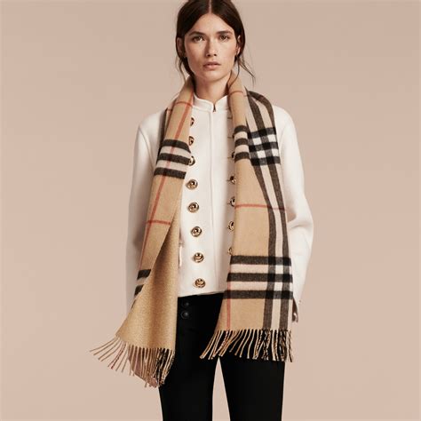 burberry metallic check scarf camel